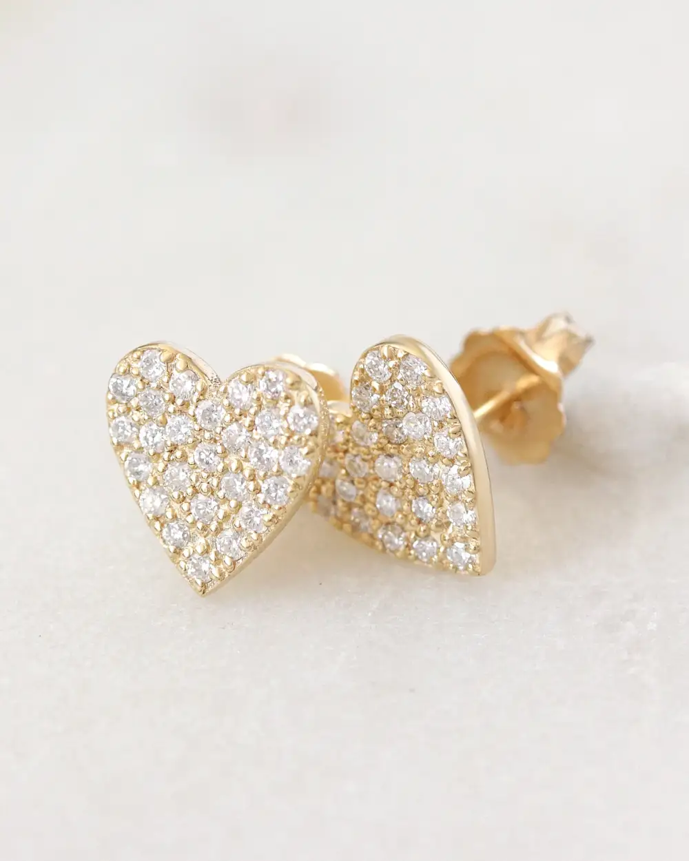 Heart Diamond Stud Earrings