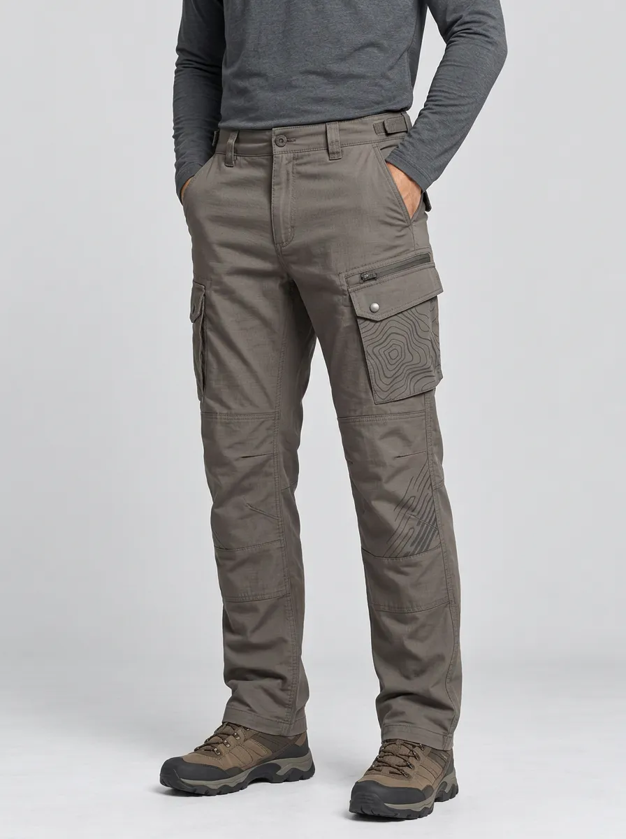 Men's Grey Topographic Tactical Cargo Pants