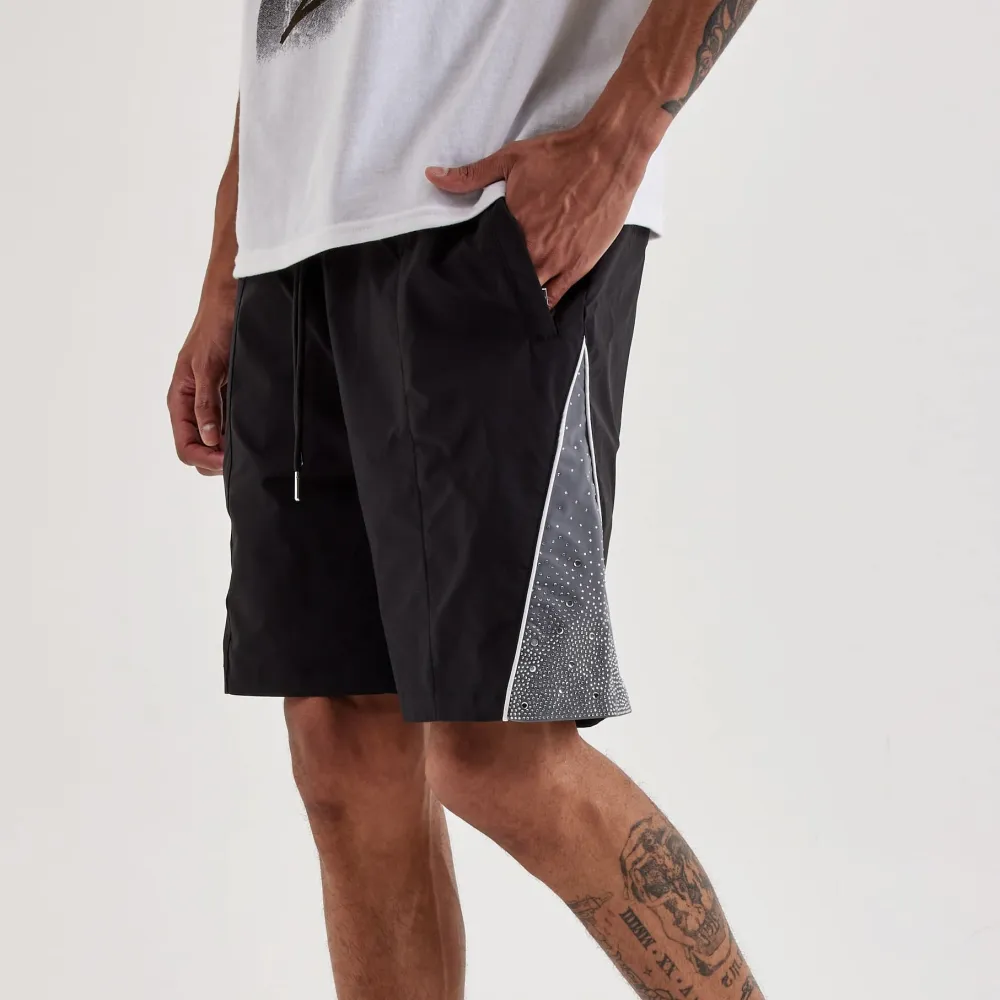 Relaxed Rhinestone Nylon Shorts
