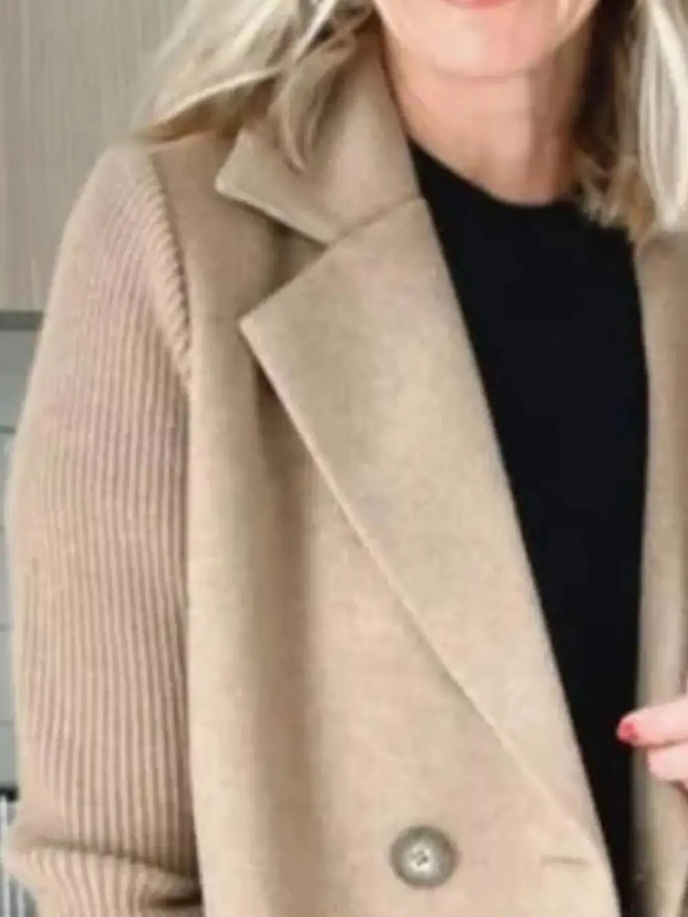 Full Size Knit Sleeve Double-breasted Outerwear Plus Size