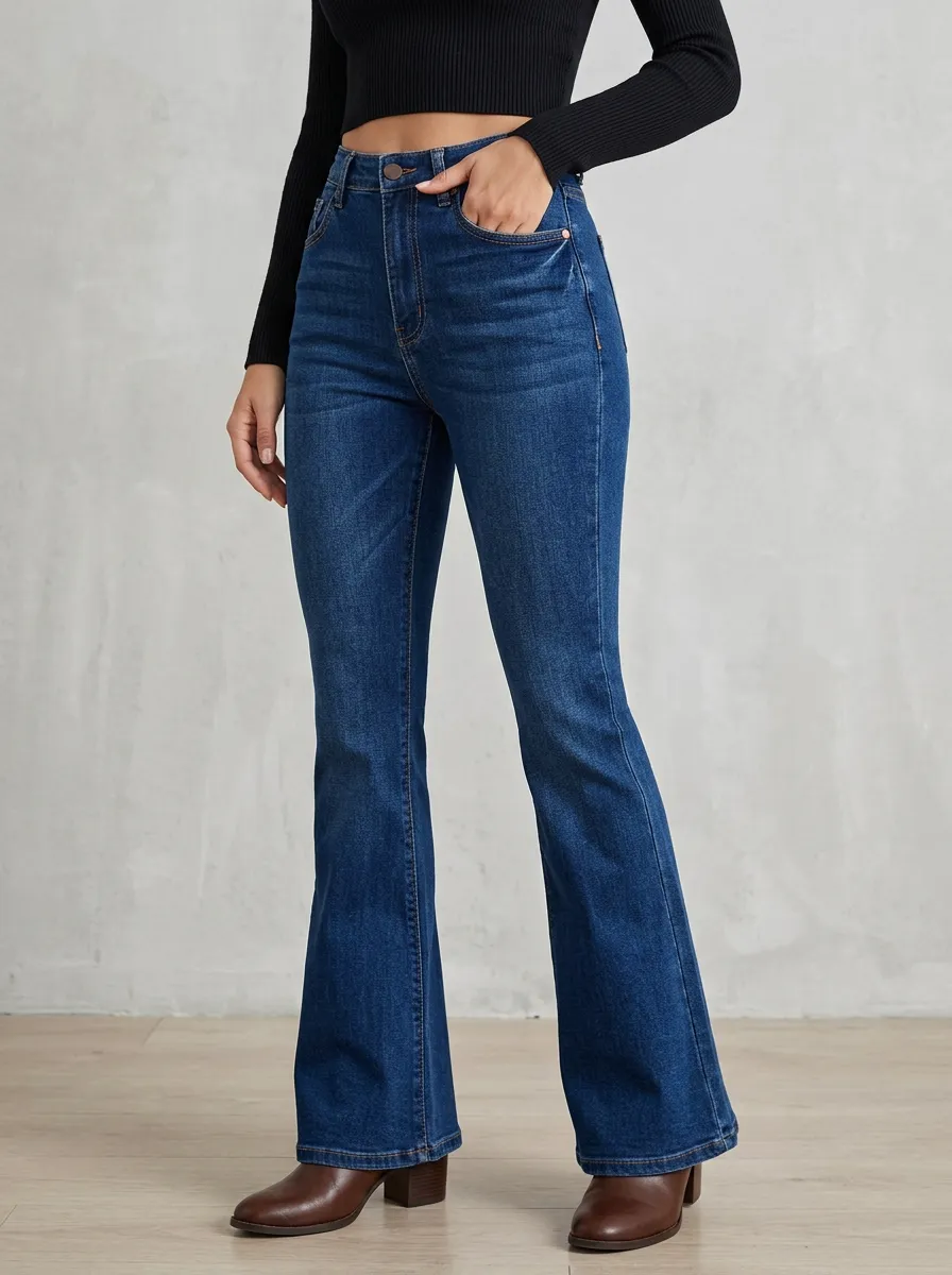 High-Waist Stretch Women's High-Waist Stretch Flare Jeans