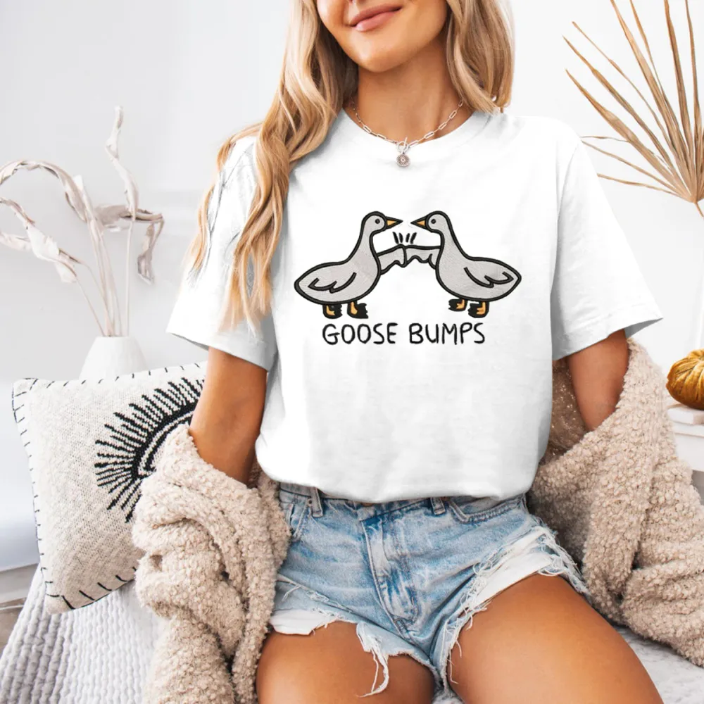Embroidered Goose Pair T-Shirt