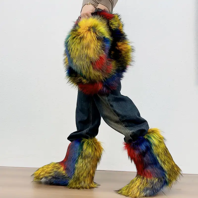 Fuzzy Warm Plush Lined Mid-Calf Snow Boots