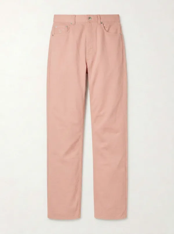 Woen's Minimalist Floral Embroidered Mid-Rise Straight Leg Pants