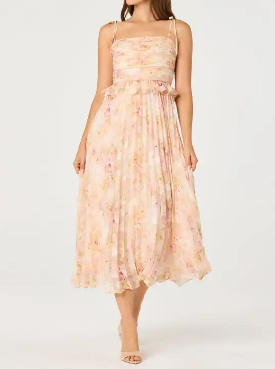 Pleated Midi Easy Fit Dress