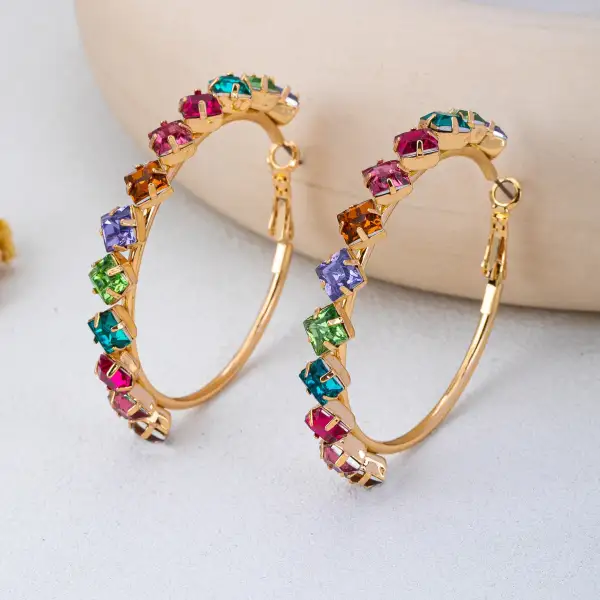 Multi Color Rainbow Crystal Hoop