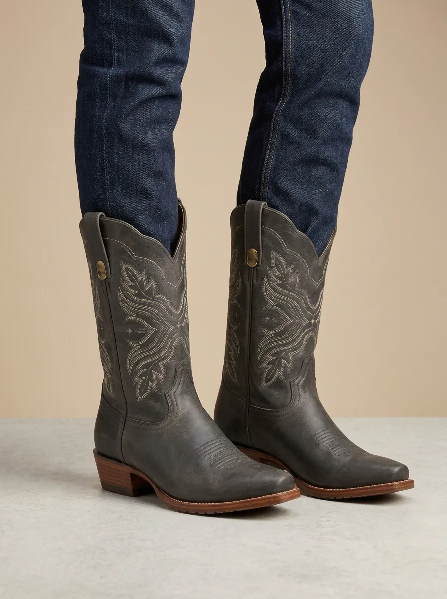 Women's Western Cowgirl Floral Embroidered Cowboy Boots Women