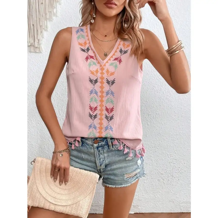 Tassel V Neck Tank