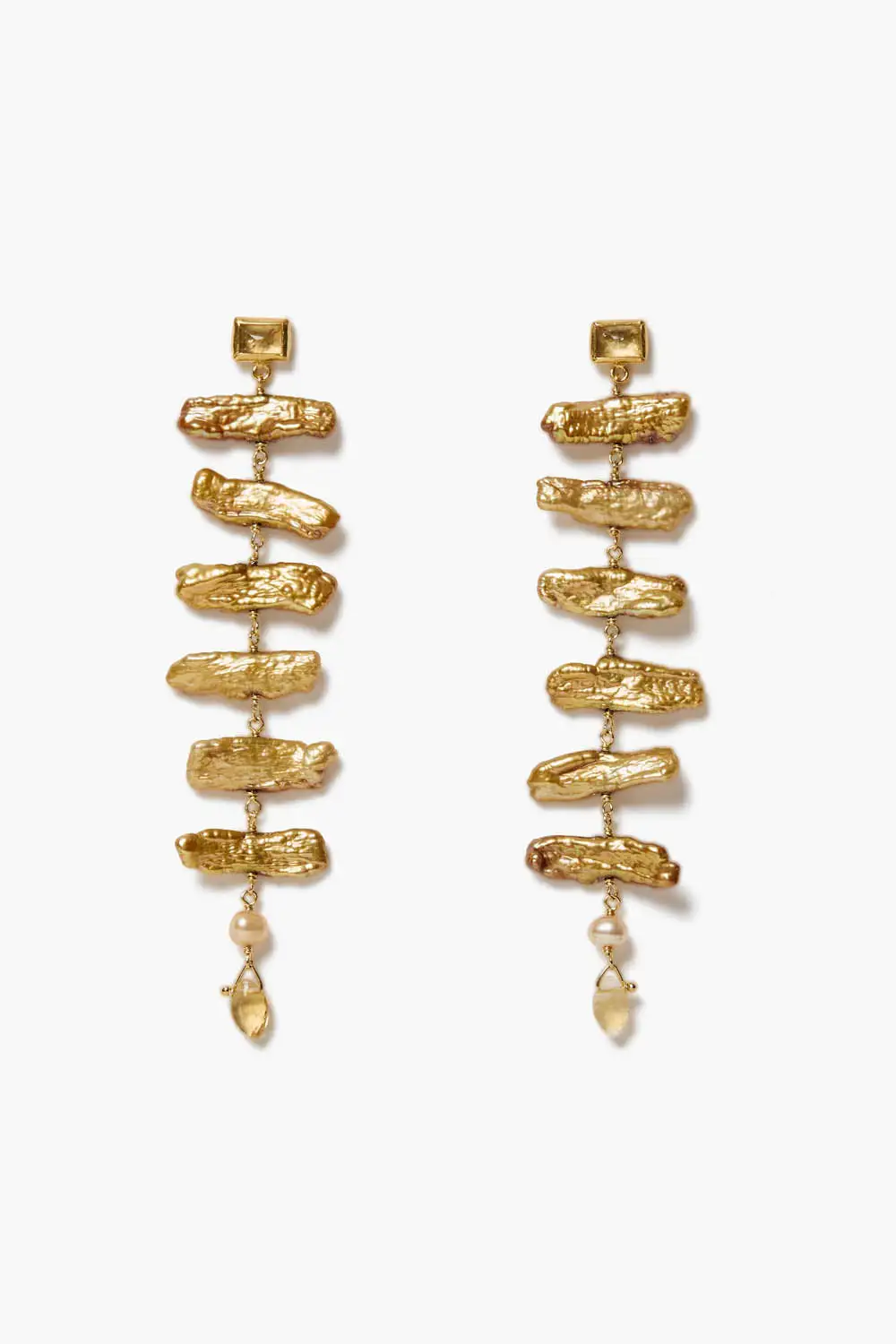 Minimal Pearl Gemstone Statement Earrings