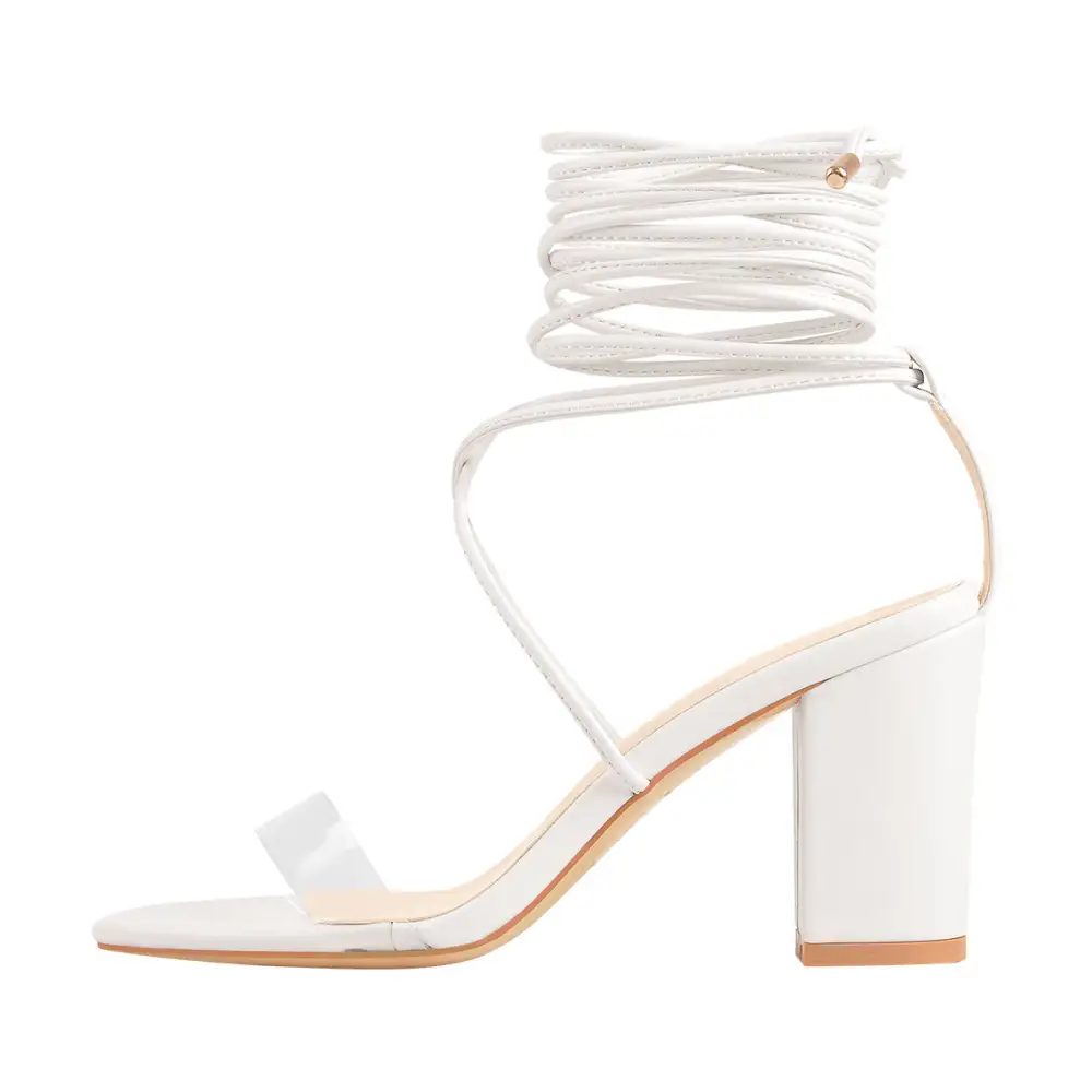 Chunky High Heel Lace Up Sandals