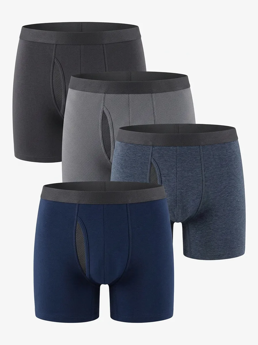 Men's Breathable Mesh Performance 4-Pack Boxer Briefs