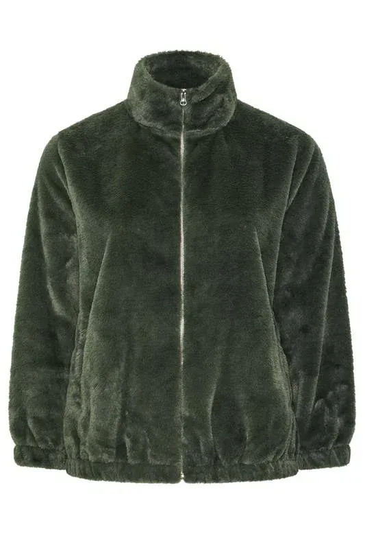 Khaki Green Funnel Neck Fleece