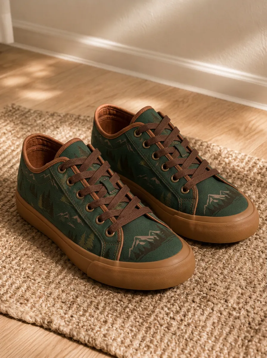 Men's Minimal Nature Lover Mountain Forest Patterned Canvas Shoes