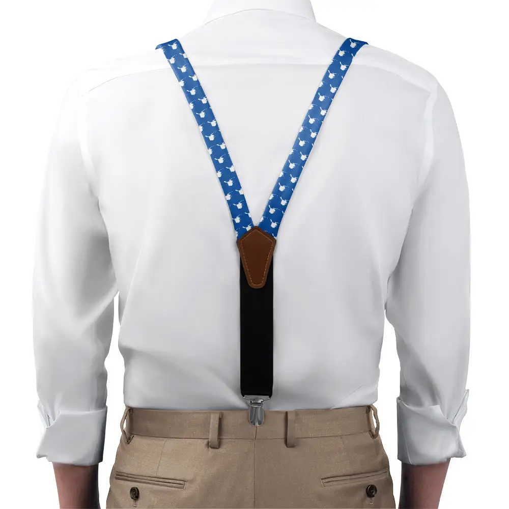 Distinctive Balanced Repeating Silhouette Motif Suspenders