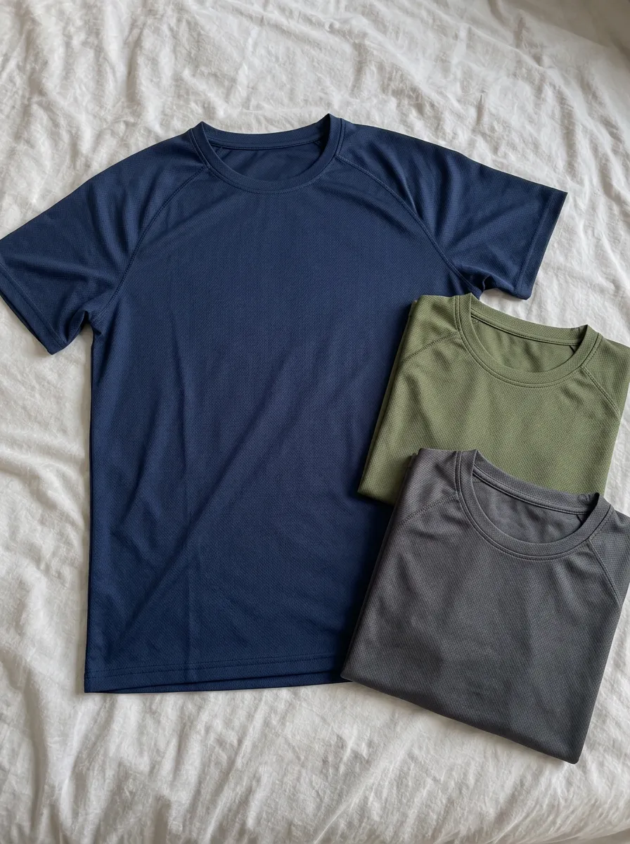 Men's Three-Pack Quick-Dry Ribbed-Neck Raglan T-Shirts