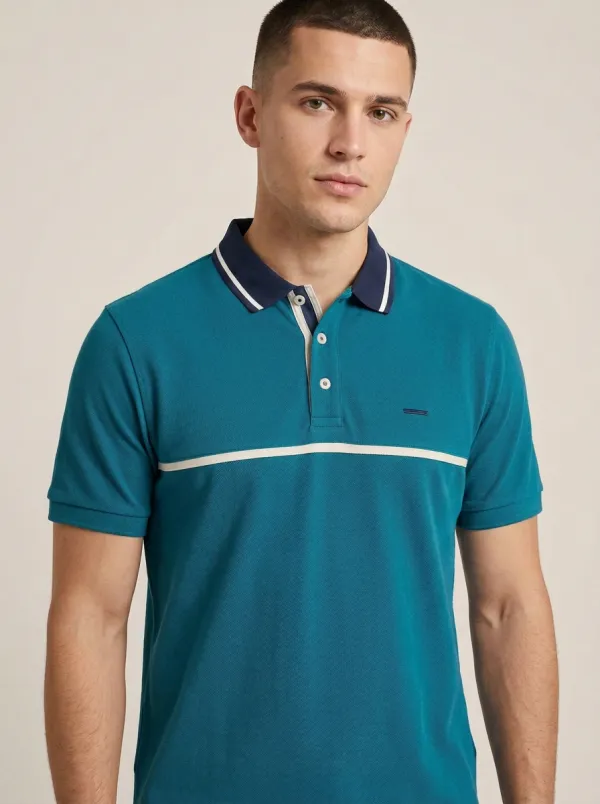 Men's Casual Minimalist Colorblock Striped Polo Shirt