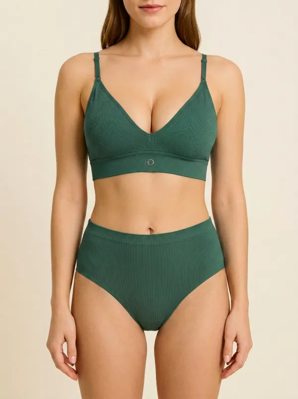 Textured V-Neck Seamless Bralette Top