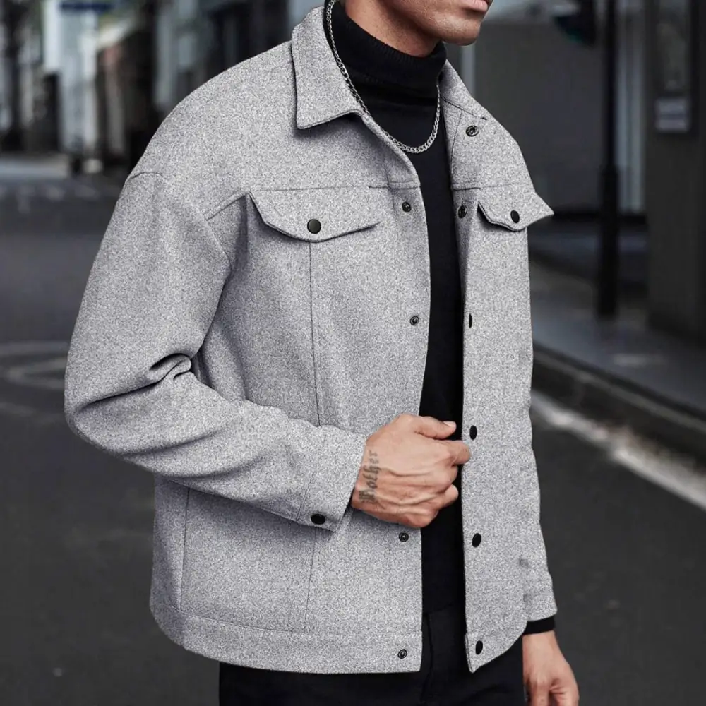 Lapel Wool-Blend Relaxed Outerwear Coat