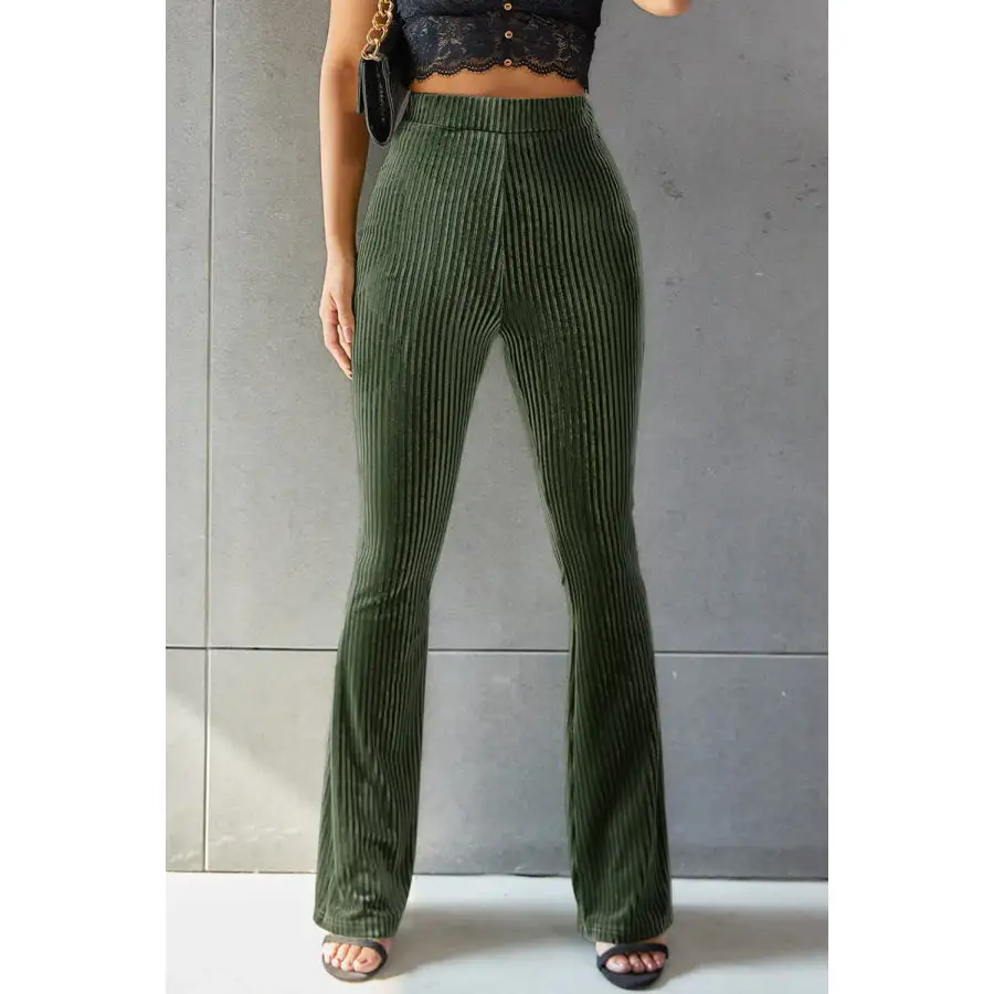 Ribbed High Waist Flare Pants