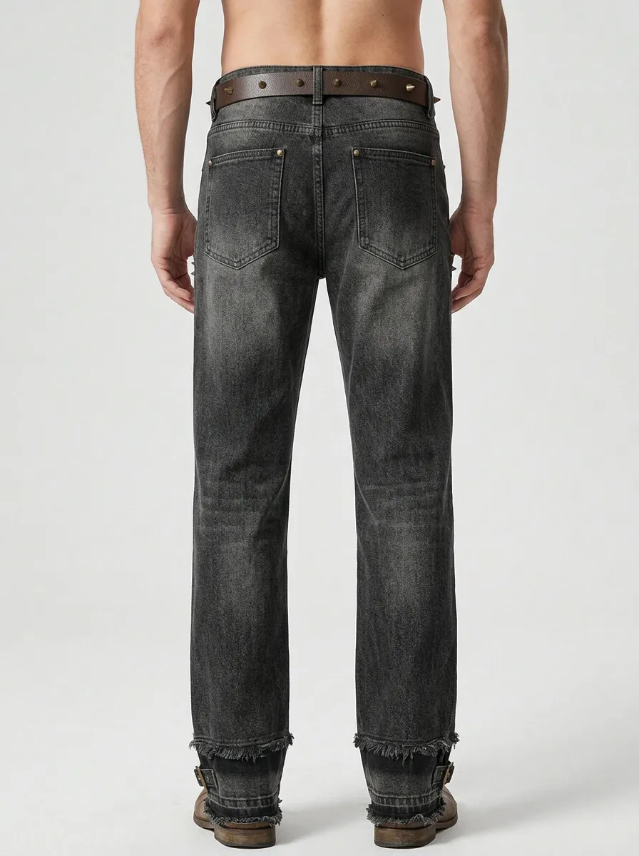 Shadow Raven Floral Alternative Look Men's Gothic Jeans