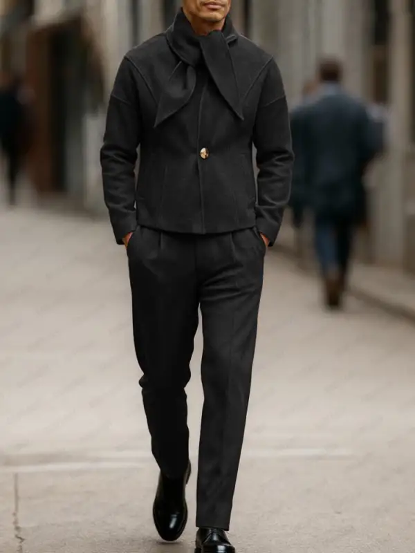 Bow Tie Design Blazer Pants Set