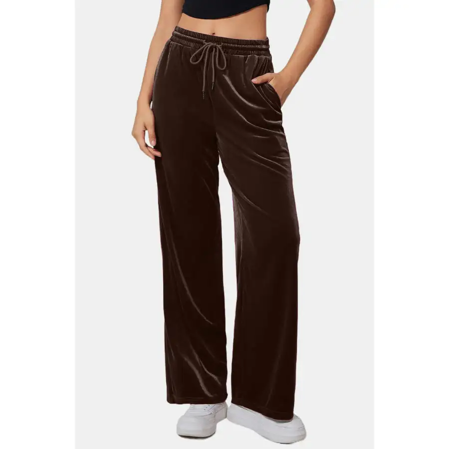 Drawstring Elastic Waist Straight Leg Pants