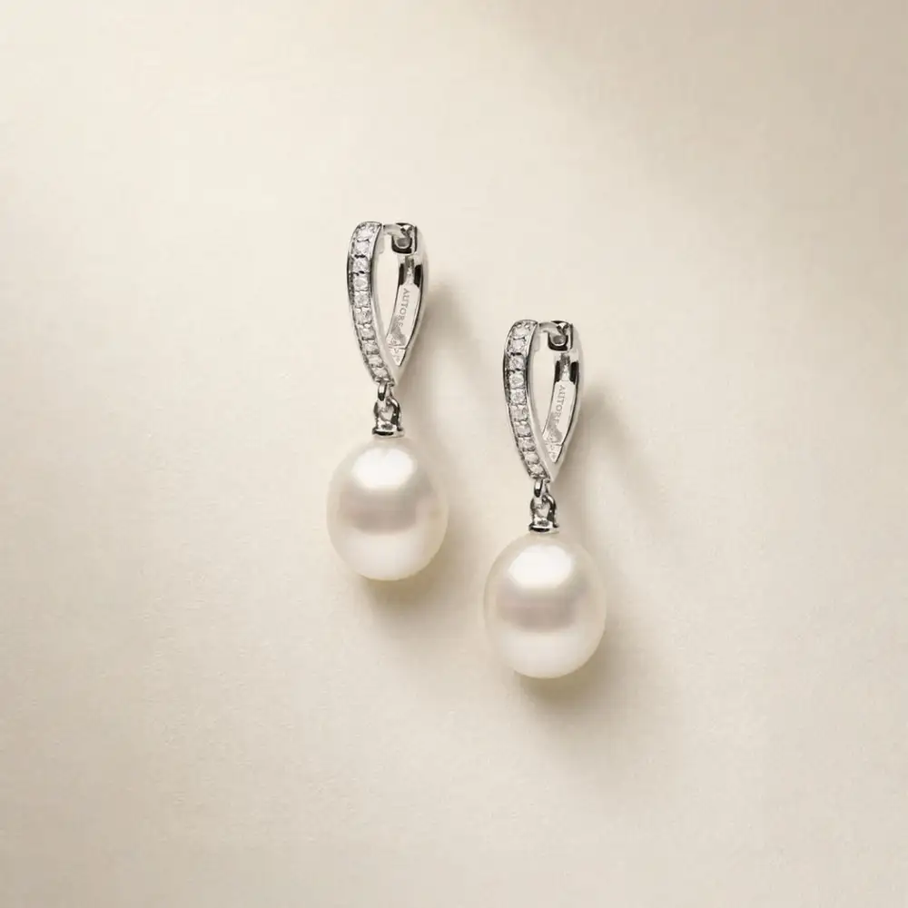 South Sea Pearl Huggie Hoop Earrings