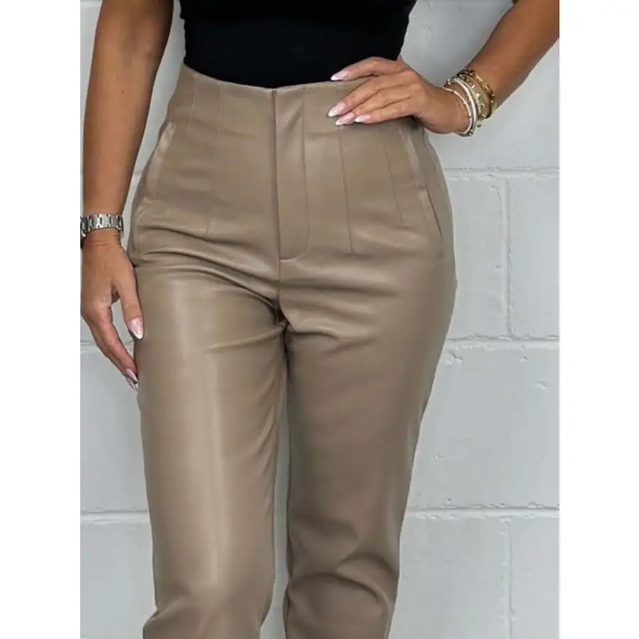 Full Size High Waist Straight Pants Plus Size