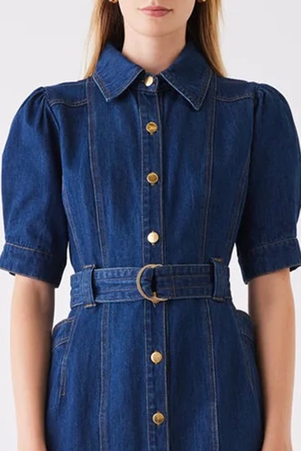 Indigo Denim Button - Front Mini Dress