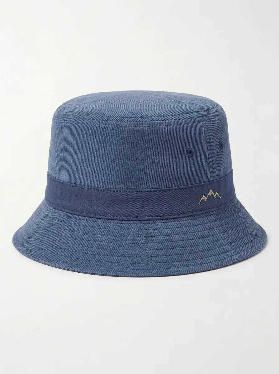 Mountain Embroidered Corduroy Bucket Hat for Casual Style