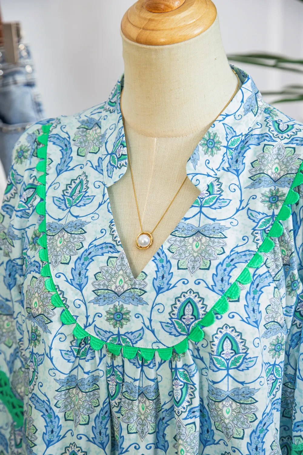 Blue Paisley Patchwork Mini Dress