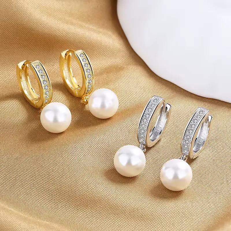 Natural freshwater pearl ladies' earrings