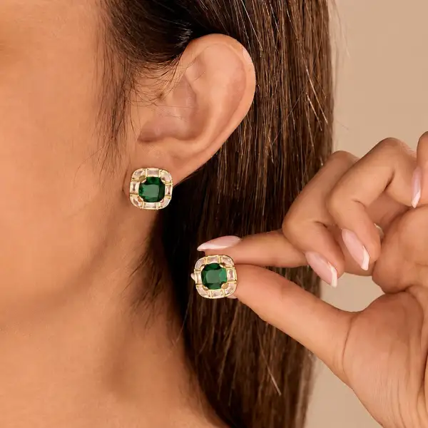 Cushion Cut Jewel Stud arrings
