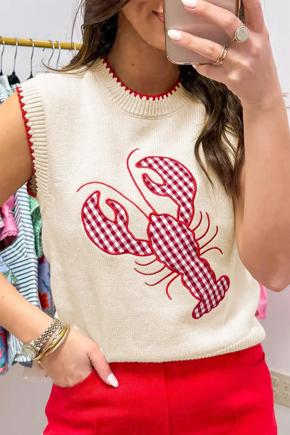 Plaid Graphic Crew Neck Sweater Vest