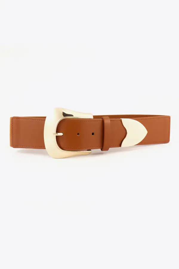 Elastic Wide Vegan-Leather Everyday Waist Belt