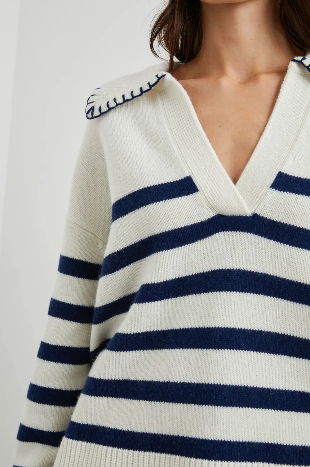 Classic V-Neck Striped Sweater