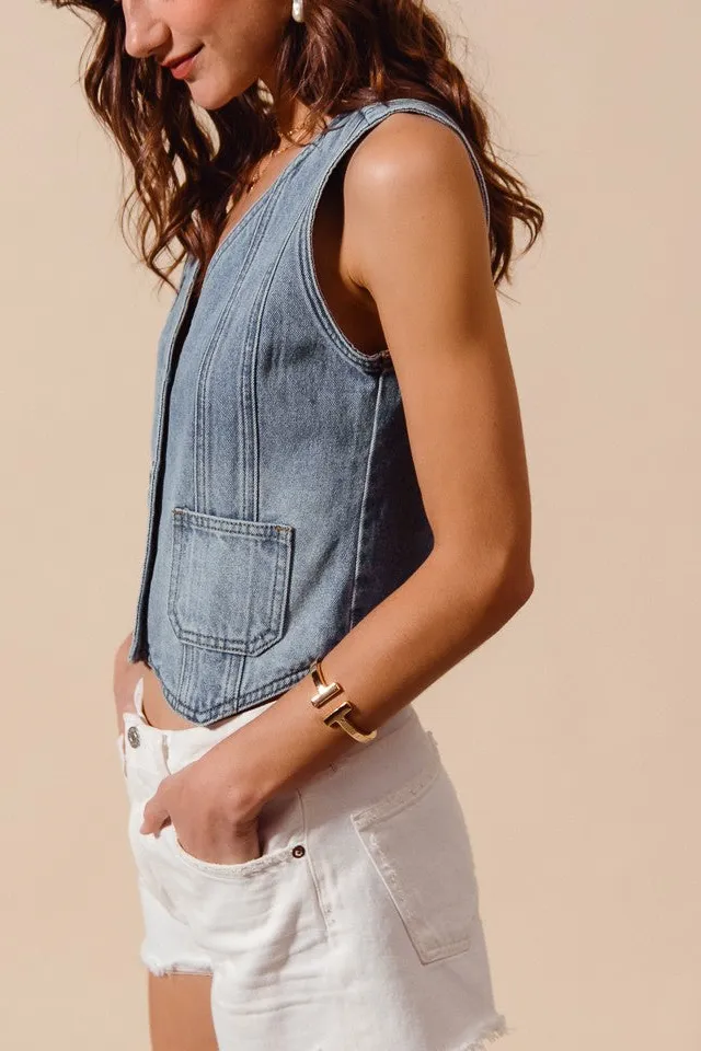 Vintage Washed Denim Vest