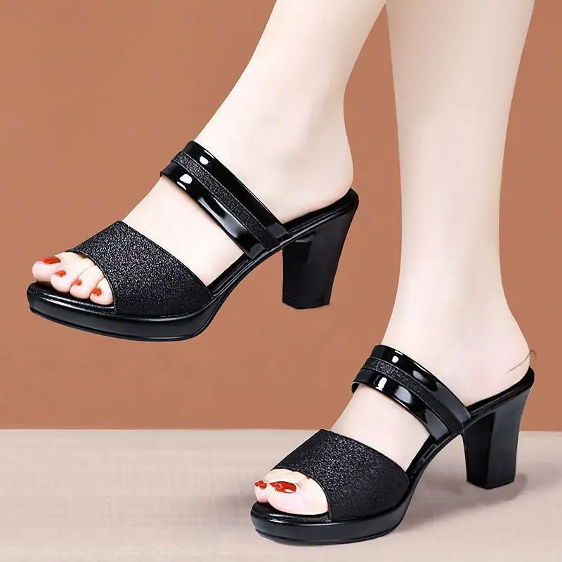 Open Toe Thick Sole Slide Sandals