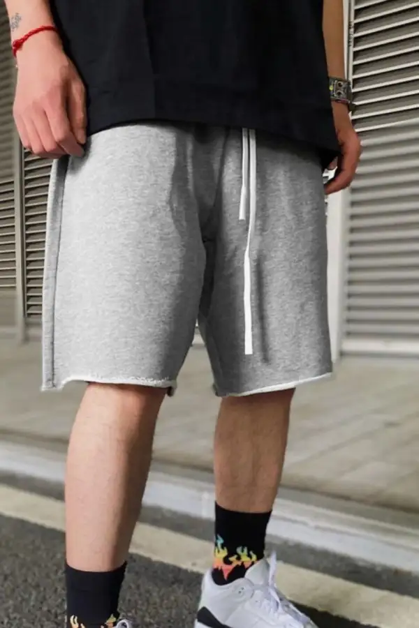 Soft Drawstring Cotton Blend Casual Shorts