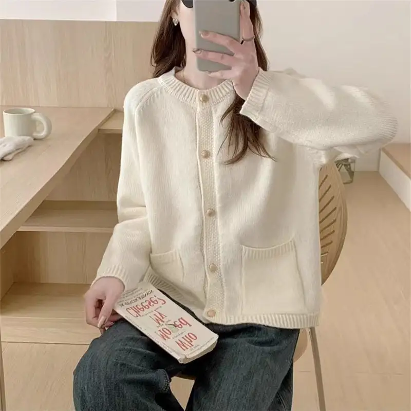Comfort Loose Round Neck Cardigan Sweater