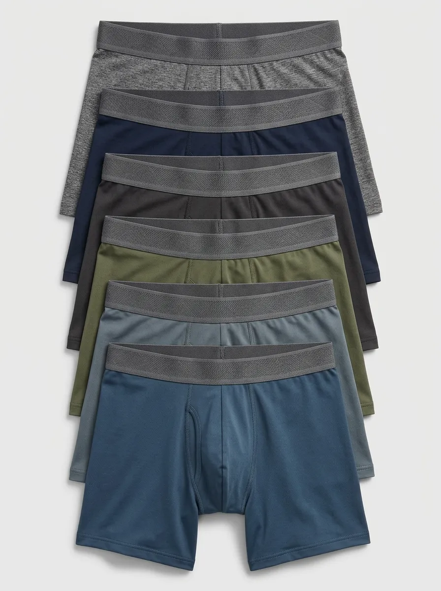 Men's Textured Finish Minimalist Design 6-Pack Boxer Briefs