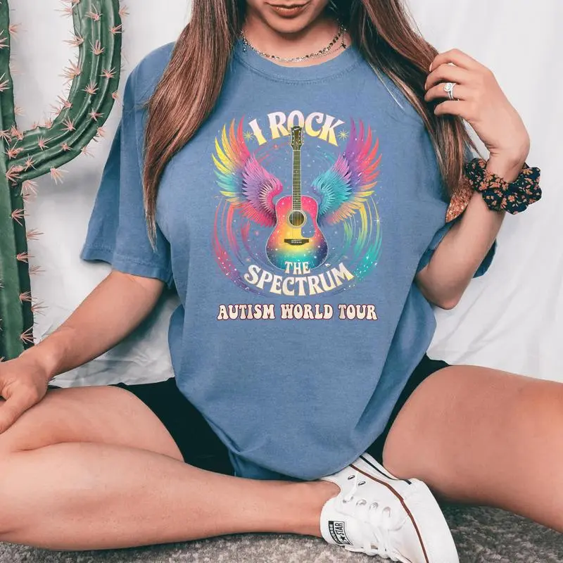Sped Autism World Tour I Rock The Spectrum Teacher Stimming Women's Oversized Comfort T-shirt