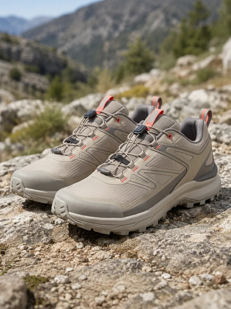 Women's Outdoor Hiking Enthusiast Beige Quick-Lace Printed Shoes