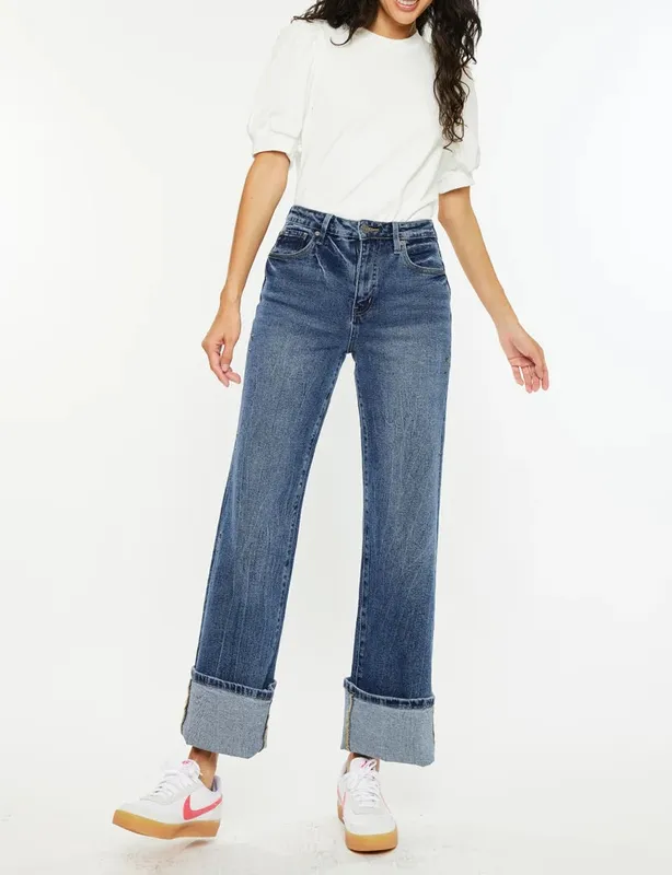 Distressed Straight Denim Jeans