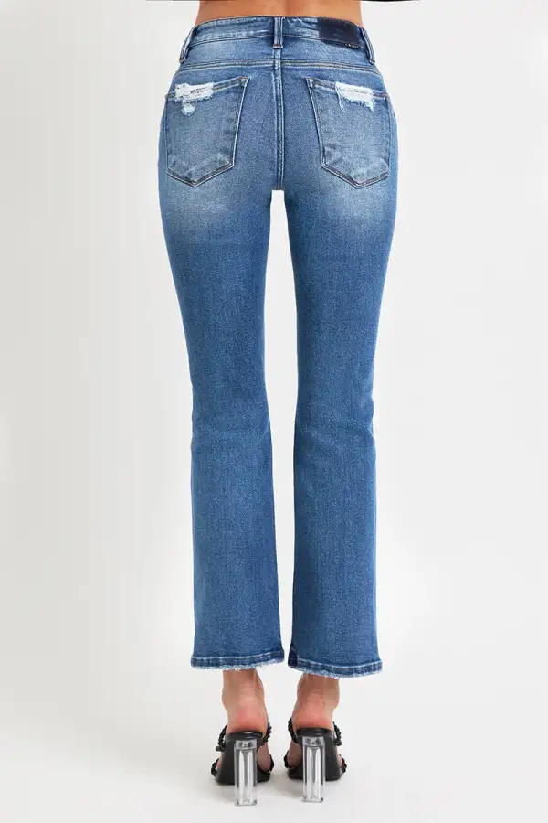 Mid Rise Ankle Straight Pocket Denim Jeans