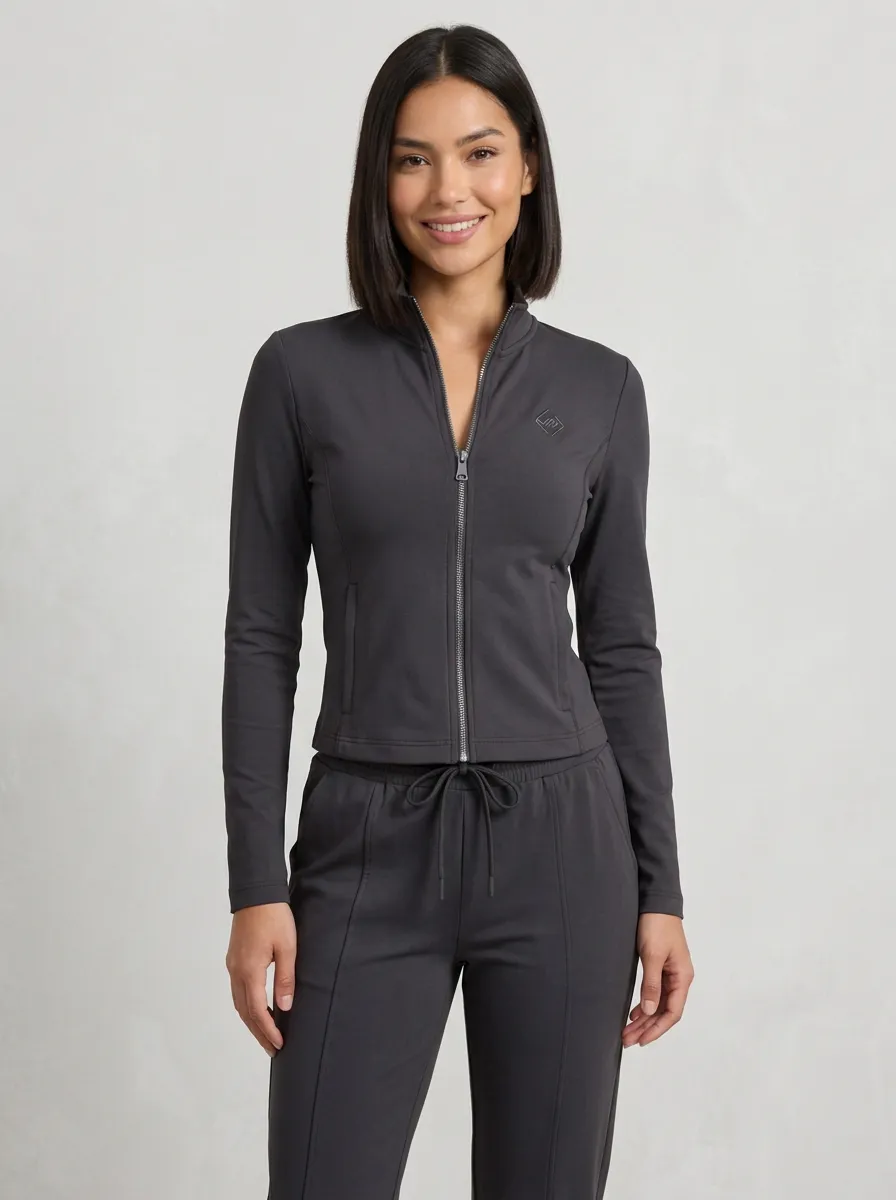 Women's Sporty Casual Blue Solid Color Zip-up Tracksuit Set