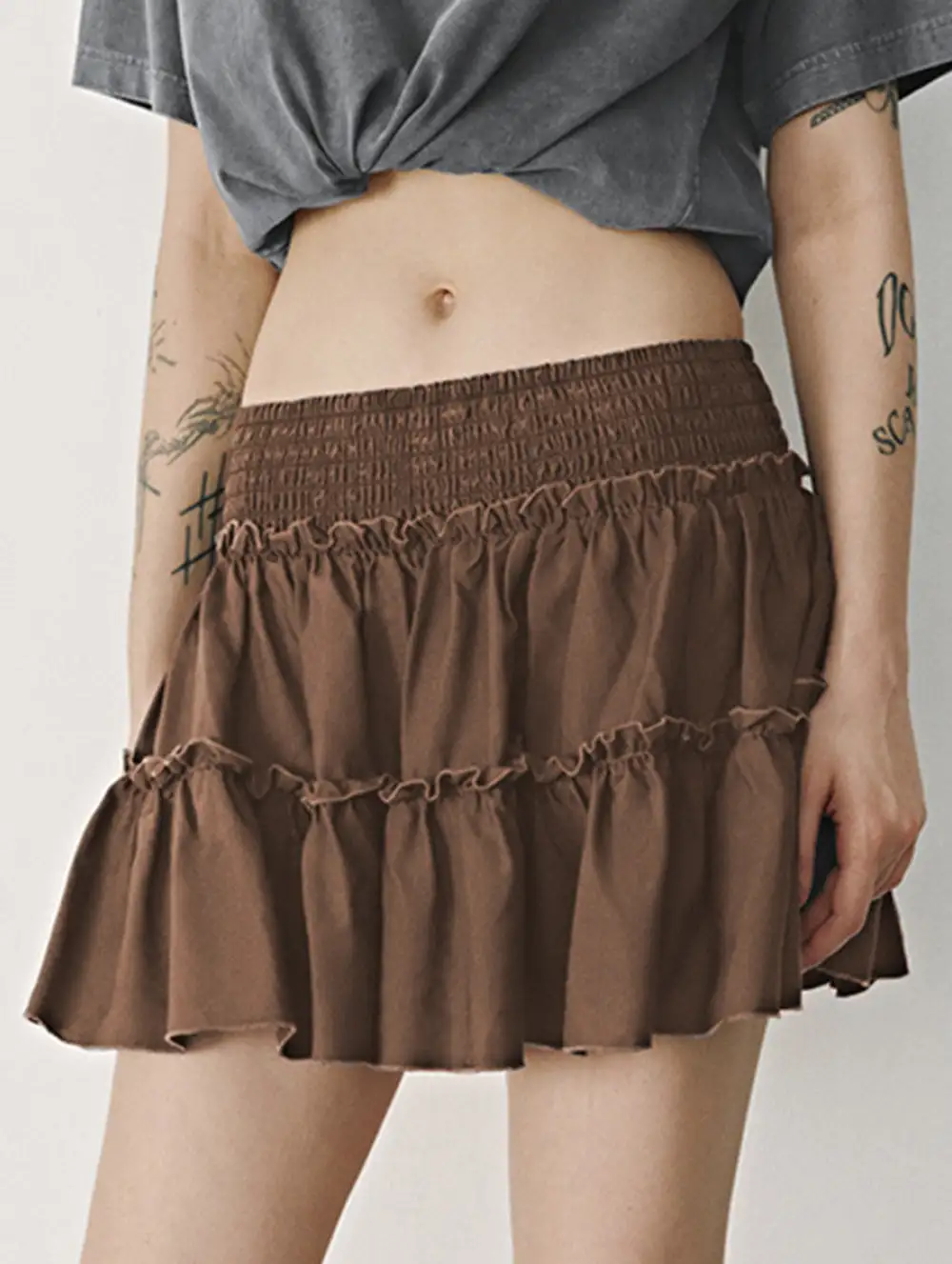 Elastic Waist Midi Skirt
