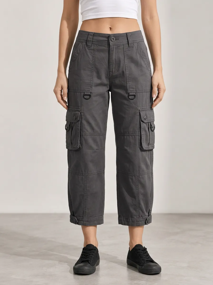 Women's Multi-Pocket Utility Easygoing Capri Pants