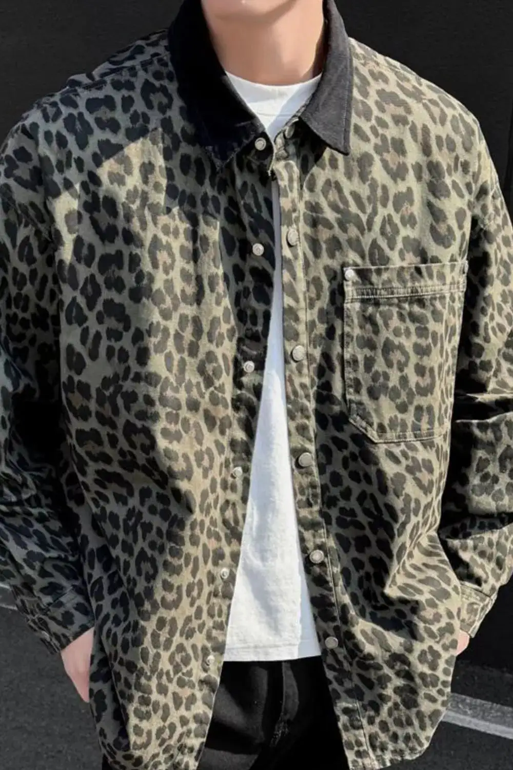 Snap Down Leopard Print Shirt