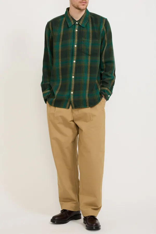 Green Checkered Long-Sleeved Shirt